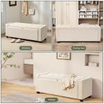 Royal Windsor Ottoman with Storage,Tufted Storage Bench with Safety Hinge,Holds up to 350 lb,Upholstered Bench with Seating for Bedroom, Living Room,Entryway,Linen Beige