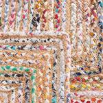 SAFAVIEH Area Rug 6' Square - Cape Cod Collection - Beige & Multi, Handmade Jute & Cotton, Woven Braided Design (CAP202B)