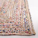 SAFAVIEH Area Rug 6' Square - Cape Cod Collection - Beige & Multi, Handmade Jute & Cotton, Woven Braided Design (CAP202B)