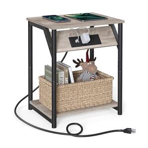 VASAGLE Charging Side Table with USB Ports and Outlets