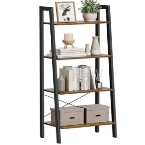 VASAGLE 4-Tier Industrial Ladder Shelf - Rustic Brown
