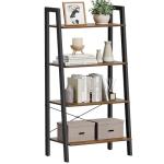 VASAGLE 4-Tier Industrial Ladder Shelf - Rustic Brown