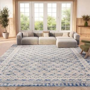 SAFAVIEH Area Rug 8x10 - Brentwood Collection - Large - Light Grey & Blue, Traditional Oriental Design, Non-Shedding & Easy Cleaning, Ideal for Living Room, Bedroom, Office, Dining Space (BNT899G)