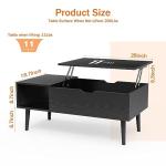 Sweetcrispy Coffee Table Lift Top Coffee Tables for Living Room,Small Rising Wooden Center Tables with Storage Shelf and Hidden Compartment, Black