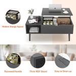 Sweetcrispy Coffee Table Lift Top Coffee Tables for Living Room,Small Rising Wooden Center Tables with Storage Shelf and Hidden Compartment, Black