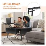 Sweetcrispy Coffee Table Lift Top Coffee Tables for Living Room,Small Rising Wooden Center Tables with Storage Shelf and Hidden Compartment, Black