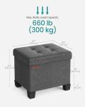 SONGMICS Storage Ottoman, Small Ottoman Foot Rest with Legs, 12.6 x 15.8 x 13.2 Inches Foot Stool, Load up to 660 lb, for Living Room, Bedroom, Dorm, Slate Gray ULSF012G01