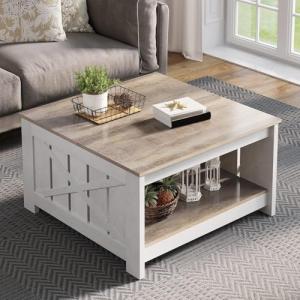 YITAHOME Gray Wood Coffee Table 80x80x45cm
