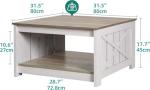 YITAHOME Gray Wood Coffee Table 80x80x45cm