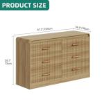 YITAHOME 6-Drawer Dresser with Built-in Power Outlet, Wood TV Stand with 6 Large Drawers and Bar Handles, White Dresser Chest of Drawers for Living Room, Hallway, Entryway