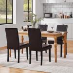 Set of 4 Brown PU Cushion Dining Chairs