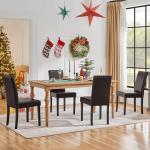 Set of 4 Brown PU Cushion Dining Chairs