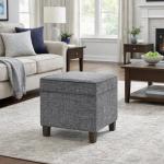 HomePop Home Decor | K7342-F2182 | Classic Square Storage Ottoman with Lift Off Lid | Ottoman with Storage for Living Room & Bedroom, Slate Grey Large