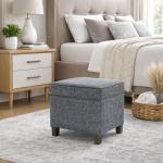 HomePop Home Decor | K7342-F2182 | Classic Square Storage Ottoman with Lift Off Lid | Ottoman with Storage for Living Room & Bedroom, Slate Grey Large