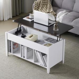 VINGLI White Lift Top Coffee Table with Storage