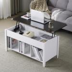 VINGLI White Lift Top Coffee Table with Storage