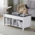 VINGLI White Lift Top Coffee Table with Storage