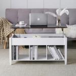 VINGLI White Lift Top Coffee Table with Storage