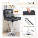 DUMOS Bar Stools Set of 4, 24 inch Counter Height Bar Stools, Upholstered Modern Kitchen Barstools with Metal Base, PU Leather Saddle Stools for Kitchen Island, Black