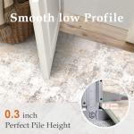 WondRg 8x10 Washable Area Rug Beige Grey Neutral Abstract Living Room Bedroom Large Throw Rug Non Slip Soft Low Pile Indoor Floor Carpet for Dining Room Kitchen Office Entryway