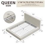 RECCI AirFrame Queen Bed Frame with Headboard, Cloud Upholstered Platform Bed Frame, 5 Inch Foam Cushioned, No Box Spring, Easy Assembly(Beige Chenille)