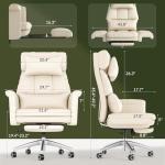 FLEXISPOT Big and Tall Office Chair with Convertible Seat up to 44in, Oversized for Adult & Pet, High Back Computer Chair with Footrest 180° Flip Arm, Desk Chairs for Home Office Gaming Working, Beige