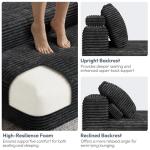 Yaheetech 110" Modular Sectional Sofa Corduroy Boneless Couch with Chaise L-Shape Cloud Couch with Detachable Pillows No Assembly Sofa for Living Room, Dark Gray