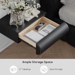 homary Floating Nightstand Set of 2 with Wireless Charging Station, Smart Wall Mounted Leather Nightstand with Drawer, USB & Type-C Ports, Modern Black Bedside Table for Bedroom