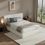 RECCI AirFrame Queen Bed Frame with Headboard, Cloud Upholstered Platform Bed Frame, 5 Inch Foam Cushioned, No Box Spring, Easy Assembly(Beige Chenille)