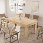 GarveeHome Farmhouse Dining Table for 6-8 People, 71 in Long Kitchen Tables with Wooden Sturdy Frame, 6 ft Large Rectangular Dinner Table for Dining Room, Kitchen (Natural, 71" Non-extendable)