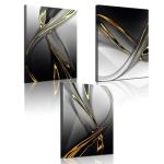 Biuteawal 3 Piece Canvas Print Gold Modern Abstract Wall Art Decor Black and White Artwork Canvas Painting Prints Pictures Home Office Living Room Bedroom Decoration Gallery Wrap Ready to Hang