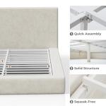 RECCI AirFrame Queen Bed Frame with Headboard, Cloud Upholstered Platform Bed Frame, 5 Inch Foam Cushioned, No Box Spring, Easy Assembly(Beige Chenille)