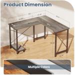 DUMOS L Shaped Desk, Gaming Computer Desks Corner Office Table with CPU Shelf for Home Study Writing Work Station 50 Inch, Grey