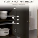 HOMCOM 48" Sideboard Buffet with Storage, Kitchen Storage Cabinet with 2 Drawers and 4 Barn Doors, Farmhouse Coffee Bar Cabinet with Adjustable Shelves, Black