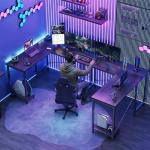 DUMOS L Shaped Desk, Gaming Computer Desks Corner Office Table with CPU Shelf for Home Study Writing Work Station 50 Inch, Grey