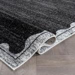 Rugshop Minimal Scalloped Border Indoor Area Rug for Living Room Kitchen Bedroom Entryway, 5' x 7' Black/Ivory