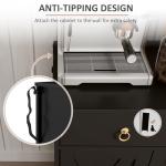 HOMCOM 48" Sideboard Buffet with Storage, Kitchen Storage Cabinet with 2 Drawers and 4 Barn Doors, Farmhouse Coffee Bar Cabinet with Adjustable Shelves, Black