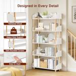 OUTONLIFE 5-Tier Wooden Bookshelf, Modern Open Bookcase with Solid Wood Frame and Top Edge, Sturdy Freestanding Storage Organizer for Living Room, Bedroom, Home Office (White)