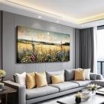 KELIYUAN Wall Art Canvas Retro Flower Picture Wall Decor For Living Room Restaurant Natural Landscape Painting Grass Flower Printed Artwork For Bedroom Farmhouse Office Home Decoration 20"X40"
