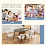 DUMOS Dining Chairs Set of 4, Mid Century Modern Chair Round Upholstered Curved Backrest, Kitchen Vanity Living Room Chairs with Black Metal Legs，Light Beige