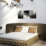 Biuteawal 3 Piece Canvas Print Gold Modern Abstract Wall Art Decor Black and White Artwork Canvas Painting Prints Pictures Home Office Living Room Bedroom Decoration Gallery Wrap Ready to Hang