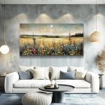 KELIYUAN Wall Art Canvas Retro Flower Picture Wall Decor For Living Room Restaurant Natural Landscape Painting Grass Flower Printed Artwork For Bedroom Farmhouse Office Home Decoration 20"X40"
