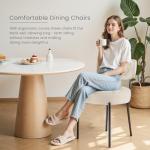 DUMOS Dining Chairs Set of 4, Mid Century Modern Chair Round Upholstered Curved Backrest, Kitchen Vanity Living Room Chairs with Black Metal Legs，Light Beige