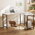 DUMOS L Shaped Desk, Gaming Computer Desks Corner Office Table with CPU Shelf for Home Study Writing Work Station 50 Inch, Grey