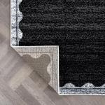 Rugshop Minimal Scalloped Border Indoor Area Rug for Living Room Kitchen Bedroom Entryway, 5' x 7' Black/Ivory