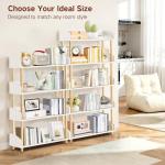 OUTONLIFE 5-Tier Wooden Bookshelf, Modern Open Bookcase with Solid Wood Frame and Top Edge, Sturdy Freestanding Storage Organizer for Living Room, Bedroom, Home Office (White)