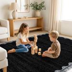 Rugshop Minimal Scalloped Border Indoor Area Rug for Living Room Kitchen Bedroom Entryway, 5' x 7' Black/Ivory