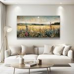KELIYUAN Wall Art Canvas Retro Flower Picture Wall Decor For Living Room Restaurant Natural Landscape Painting Grass Flower Printed Artwork For Bedroom Farmhouse Office Home Decoration 20"X40"