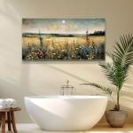 KELIYUAN Wall Art Canvas Retro Flower Picture Wall Decor For Living Room Restaurant Natural Landscape Painting Grass Flower Printed Artwork For Bedroom Farmhouse Office Home Decoration 20"X40"