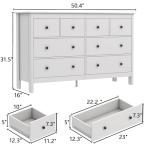 wanan White 8 Drawer Dresser, 50" Modern Wooden Dressers Chests of Drawer, 8 Drawers Dresser for Bedroom